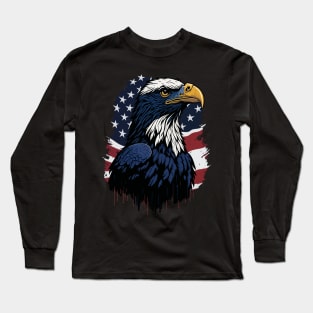 Funny 4th Of July American Flag Patriotic Eagle USA Long Sleeve T-Shirt